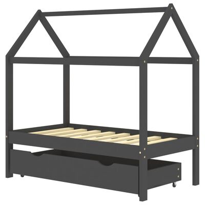vidaXL Estructura de cama infantil y cajón madera pino gris 70x140cm