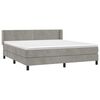 vidaXL Cama box spring con colch&oacute;n terciopelo gris claro 180x200 cm