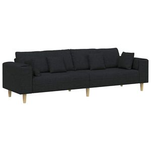vidaXL Sof&aacute; con coj&iacute;n Negro 250 x 77 x 76 cm tela