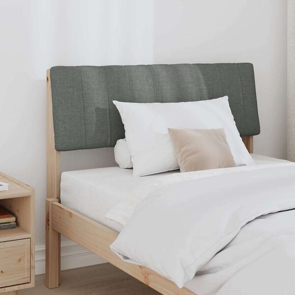 vidaXL Cabecero tapizado Gris oscuro 90 cm Madera de pino macizo
