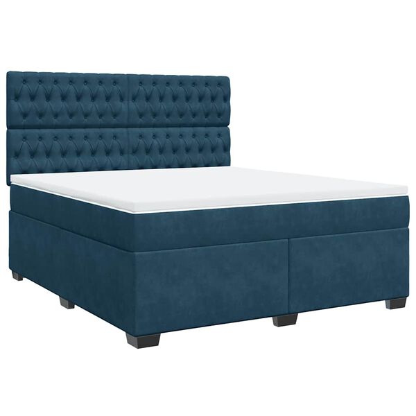 vidaXL Cama box spring con colch&oacute;n terciopelo azul 180x200 cm