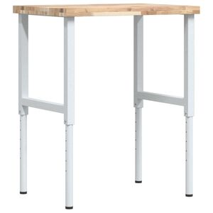 vidaXL Banco de trabajo rectangular madera maciza 80x60x(73-99,5) cm