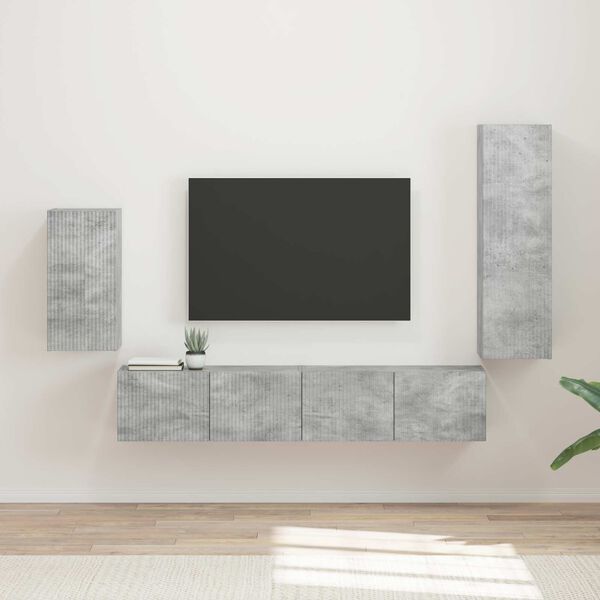 vidaXL Conjunto de mueble de TV 4 pcs Gris Concreto