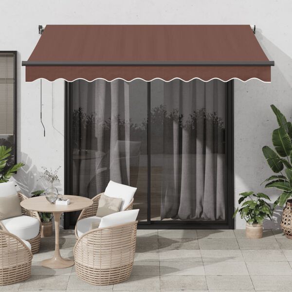 vidaXL Toldo retr&aacute;ctil manual con luz LED marr&oacute;n 300x250 cm