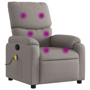 vidaXL Sill&oacute;n de masaje reclinable de tela gris taup&eacute;