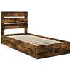 vidaXL Cama con almacenamiento con cabecera Roble ahumado 90 x 200 cm
