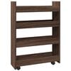 vidaXL Carro de almacenaje estrecho 4 niveles madera marr&oacute;n roble