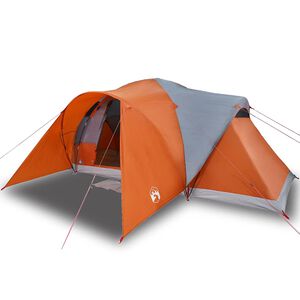 vidaXL Tienda familiar con c&uacute;pula impermeable 6 personas gris naranja