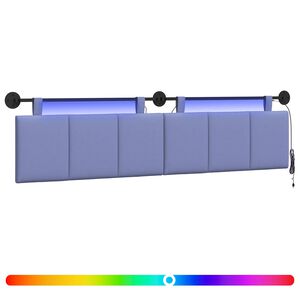vidaXL Cabecero colgante Con luz LED Azul jeans Tela