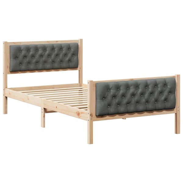 vidaXL Estructura de cama con cabecera Gris oscuro 100 x 200 cm