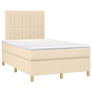 vidaXL Cama box spring con colch&oacute;n tela color crema 120x190 cm