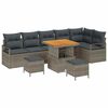 vidaXL Conjunto de sof&aacute; de jard&iacute;n 9 uds. 8-N&uacute;mero de plazas Gris
