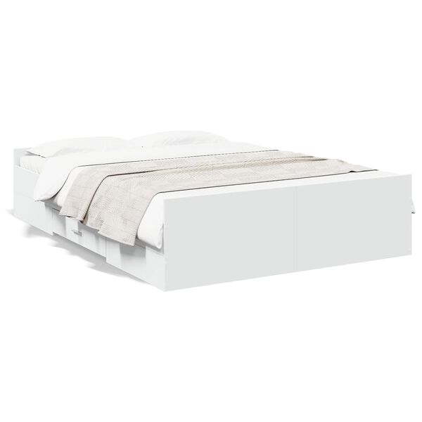 vidaXL Cama con cajones madera de ingenier&iacute;a blanca 140x190 cm