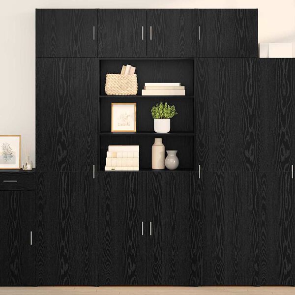 vidaXL Armario de almacenamiento Roble Negro 80 x 42,5 x 225 cm