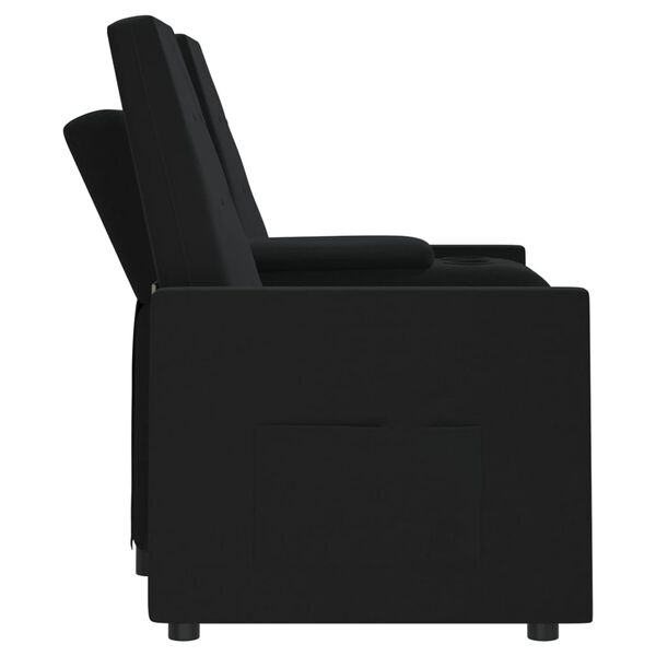 vidaXL Sill&oacute;n reclinable de 2 plazas con portavasos tela negro