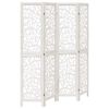 vidaXL Biombo separador de 4 paneles madera maciza Paulownia blanco