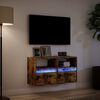 vidaXL Muebles TV de pared luces LED 2 uds roble ahumado 41x31x45 cm