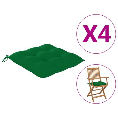 vidaXL Cojines para silla 4 unidades verde 40x40x8 cm