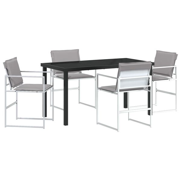 vidaXL Conjunto de Comedor de Jardín 5 pcs Blanco Textileno y acero