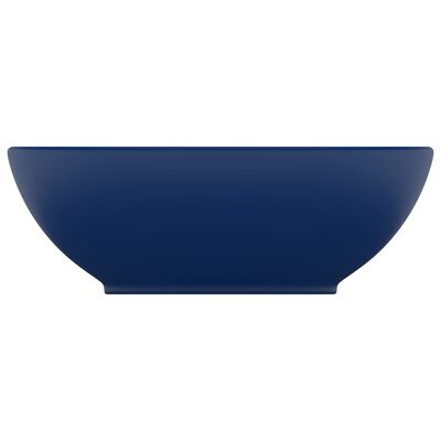 vidaXL Lavabo de lujo ovalado cerámica azul oscuro mate 40x33 cm