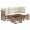 vidaXL Conjunto de sof&aacute;s de jard&iacute;n 5 uds. Beige rat&aacute;n sint&eacute;tico