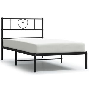 vidaXL Estructura cama sin colch&oacute;n con cabecero metal negro 90x190 cm