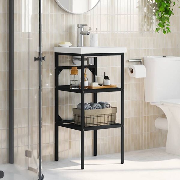 vidaXL Estructura de lavabo de hierro negro 40x38x83 cm