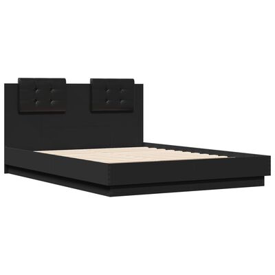 vidaXL Estructura cama con cabecero madera ingeniería negro 135x190 cm