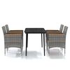 vidaXL Juego de comedor para jard&iacute;n 5 piezas con cojines gris y negro
