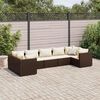 vidaXL Set muebles de jard&iacute;n 7 piezas y cojines rat&aacute;n sint&eacute;tico marr&oacute;n