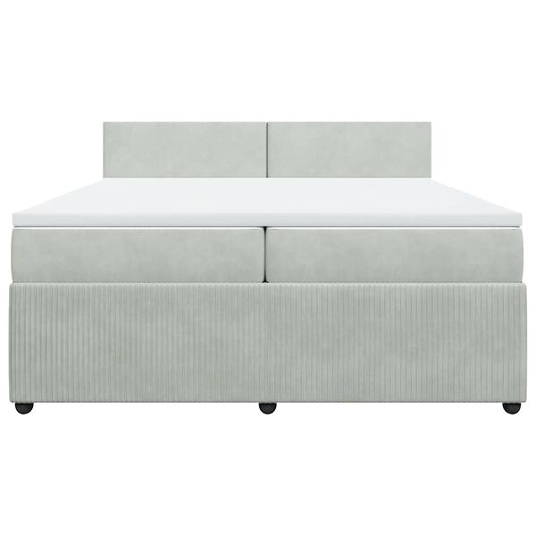 vidaXL Cama box spring con colch&oacute;n terciopelo gris claro 200x200 cm