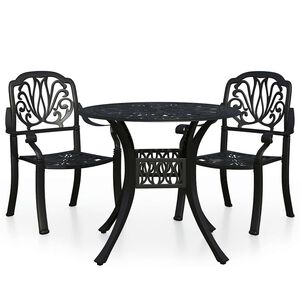 vidaXL Mesa y sillas de bistr&oacute; 3 piezas aluminio fundido negro