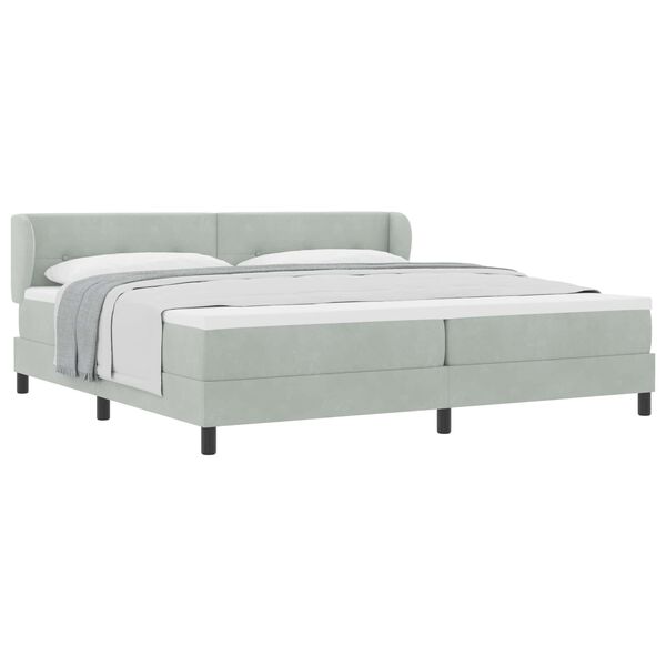 vidaXL Cama tipo Box Spring Gris claro 200 x 200 cm Terciopelo