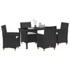 vidaXL Conjunto de Comedor de Jard&iacute;n 5 pcs Negro rat&aacute;n sint&eacute;tico