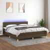 vidaXL Cama box spring con colch&oacute;n LED tela marr&oacute;n oscuro 180x200 cm