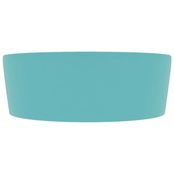 vidaXL Lavabo lujo con rebosadero cer&aacute;mica verde claro mate 36x13 cm