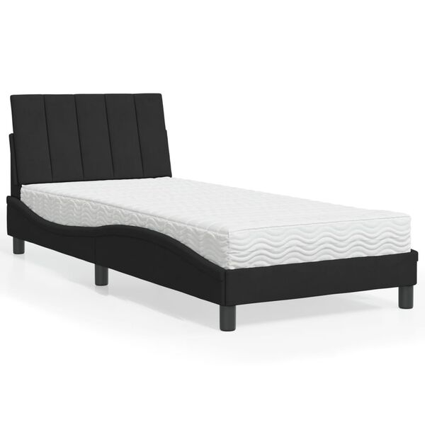 vidaXL Cama con colchón Hanko terciopelo negro 90x190 cm