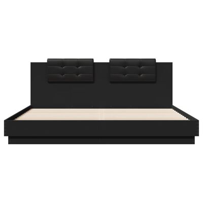 vidaXL Estructura de cama con cabecero y luces LED negro 200x200 cm