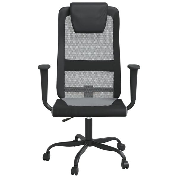 vidaXL Silla oficina altura ajustable tela malla y cuero PE gris negro