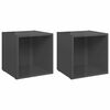 vidaXL Muebles TV 2 uds madera contrachapada gris brillo 37x35x37 cm