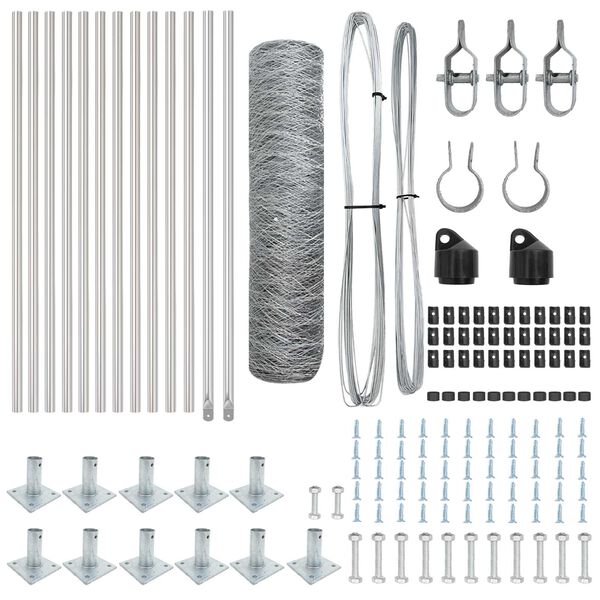 vidaXL Poste de Valla Plateado 25 x 0,5 m (malla de 50 mm) Acero