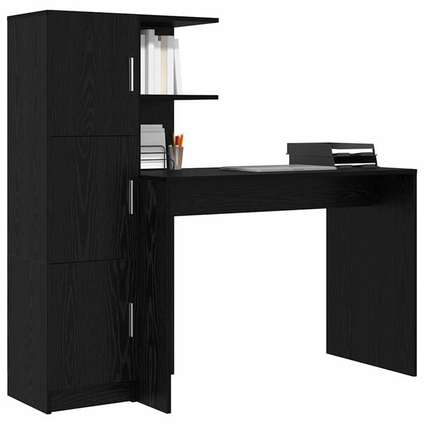 vidaXL Escritorio 2 pcs Roble Negro