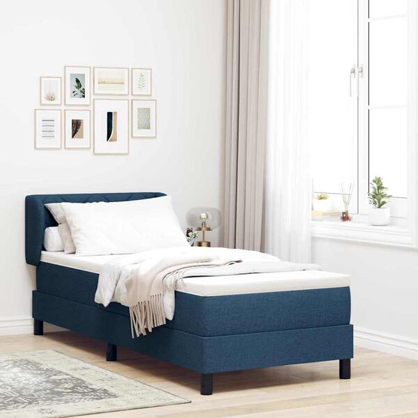 vidaXL Cama tipo Box Spring con colch&oacute;n Azul 80 x 200 cm tela