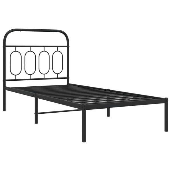 vidaXL Estructura cama sin colchón con cabecero metal negro 80x200 cm
