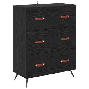 vidaXL Cajonera Roble Negro 69,5 x 34 x 90 cm Madera de ingenier&iacute;a