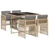 vidaXL Set comedor de jard&iacute;n 5 pzas con cojines rat&aacute;n sint&eacute;tico beige