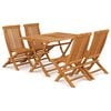 vidaXL Conjunto de comedor de jard&iacute;n 5 piezas madera maciza de teca