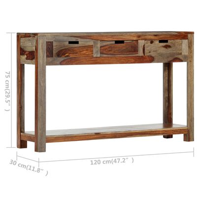 vidaXL Mesa consola con 3 cajones madera maciza sheesham 120x30x75cm