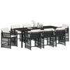 vidaXL Conjunto de Comedor de Jard&iacute;n 9 pcs Negro rat&aacute;n sint&eacute;tico
