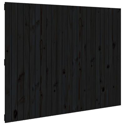 vidaXL Cabecero de cama pared madera maciza pino negro 146,5x3x110 cm